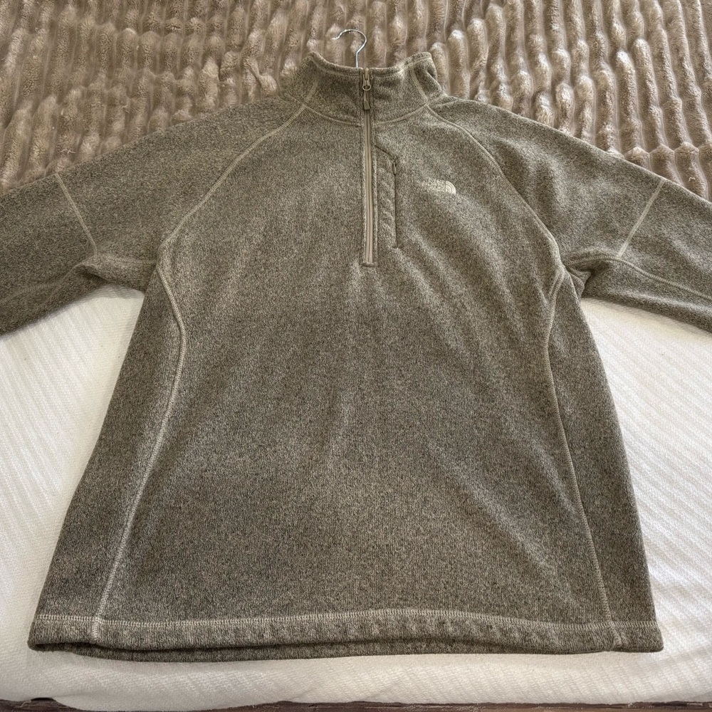 North Face Men's 1/4 Zip Fleece Jacket Size XL RN#61661 CA#30516 Tan/Brown